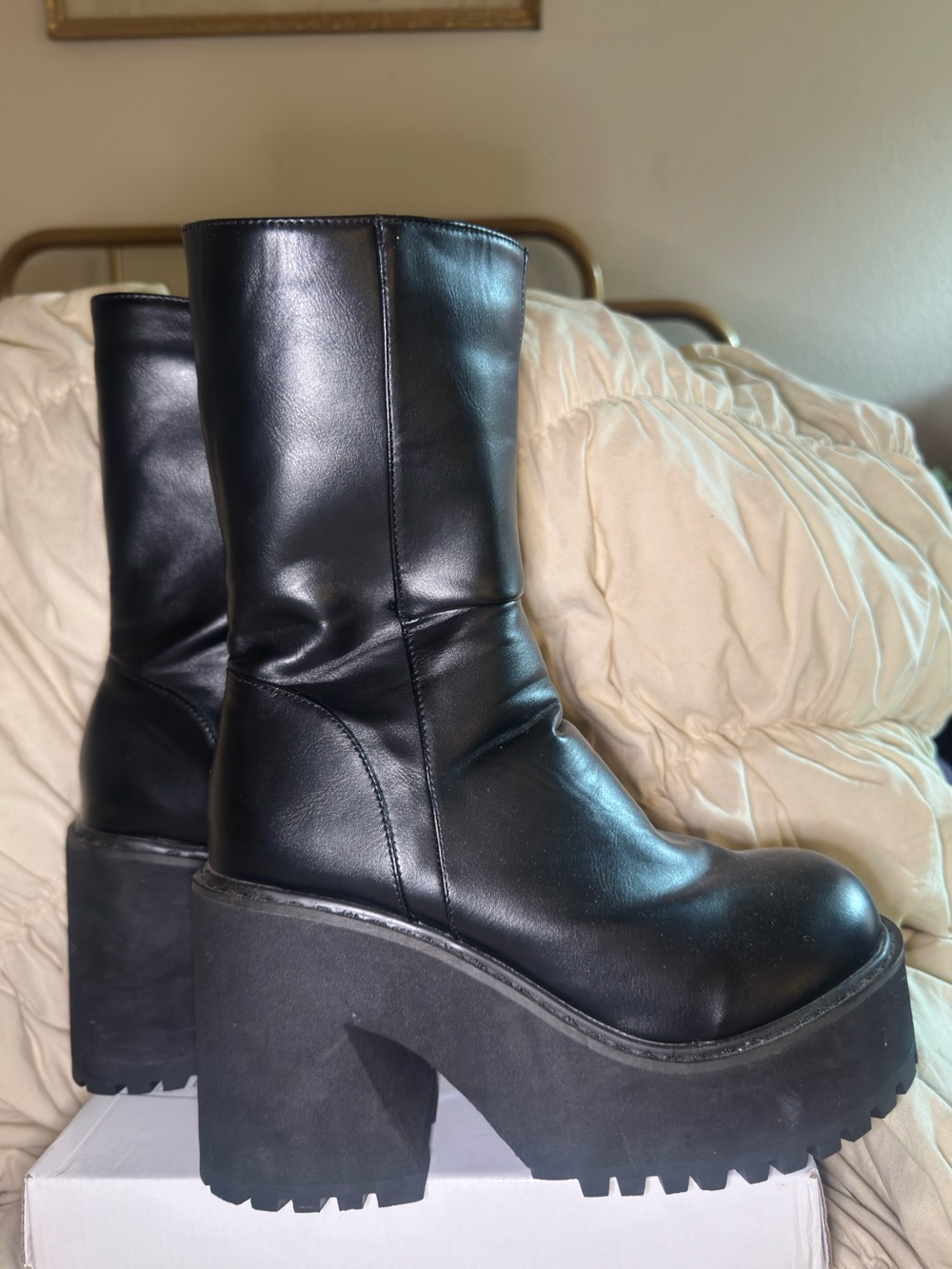 Dolls Kill Black Chunky Platform Ankle Boots - Picture 2 of 4